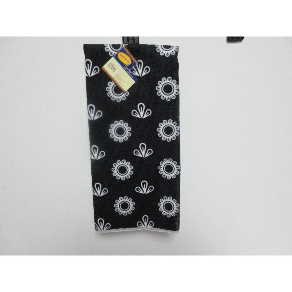 Black&White Kitchen Towel Set 1 Soft Dish Hand Drying Towel Oven Mitt &2 Pothold